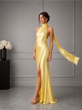 SAU LEE PENELOPE BACKLESS SATIN GOWN SIZE 14 B2706